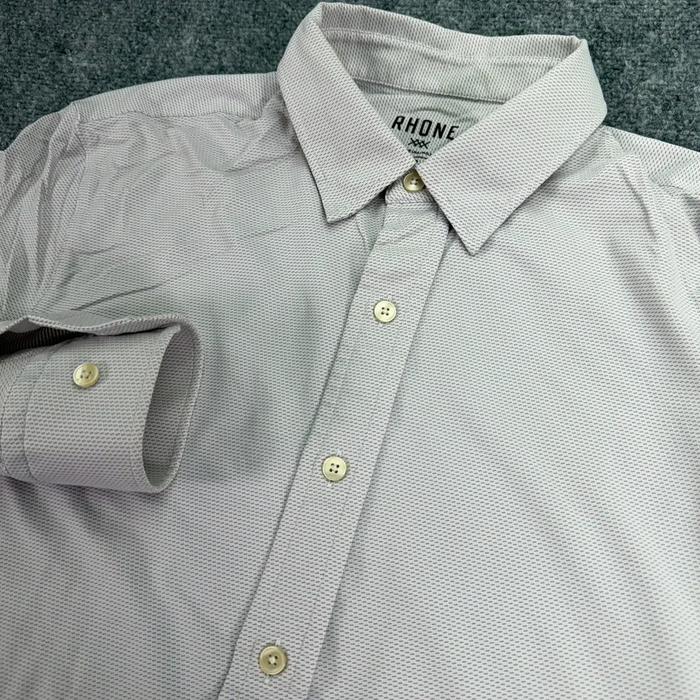 Rhone Shirt Mens Small Micro Print Commuter Performance Stretch Button Up